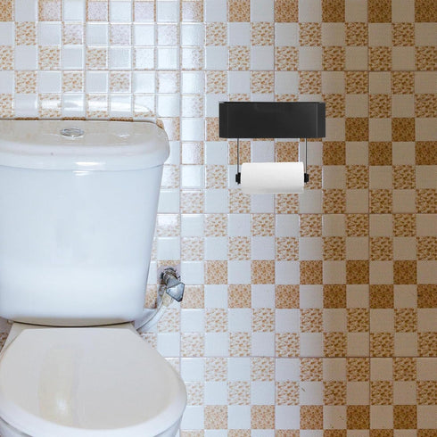 Stainless Steel Toilet Paper Holder with Wipes Storage, Square Bathroom Tissue Box Wall Mount, Rustproof Wet Wipe