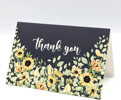 4x6 20-Pack) Gooji Sunflower Thank You Cards (Bulk Navy Blue Envelopes