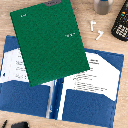 Five Star 2 Pocket Folders - 4 Pack Plastic Folders with Stay-Put Tabs, Holds 8-1/2" x 11" Paper