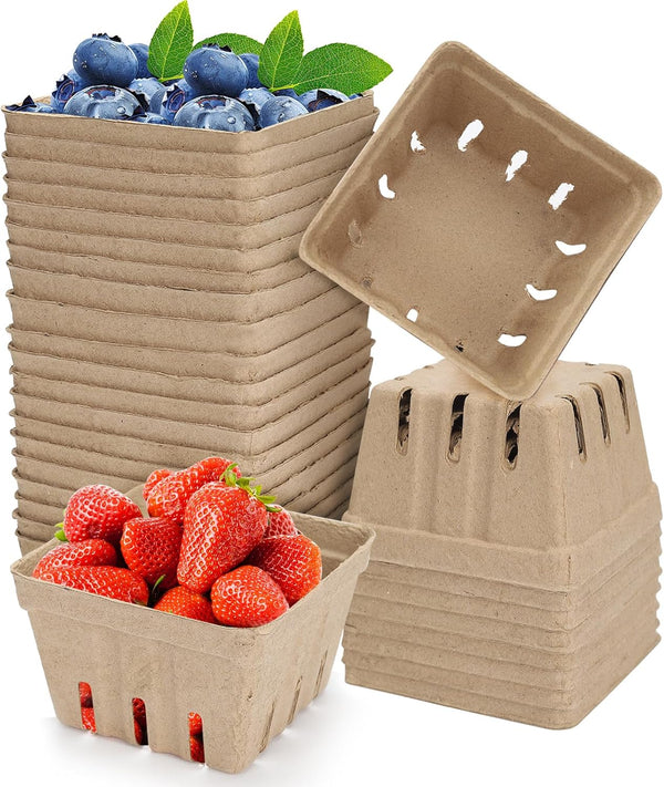 Berry Basket 20 Pack Natural Pulp Fiber Berry Baskets Small Blueberry Box