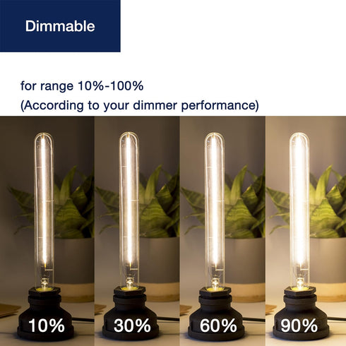 T10/ T30 Dimmable Bulbs, 9.4" Bulbs 90+ 2700K E26 4W (40W 350LM, Pack 4 FLSNT LED Edison Decorative LED Long Light
