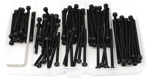 iexcell 100 Pcs M3 x 30/35/40/45/50 Alloy Steel Hex Socket Head Cap Screws Bolts Assortment Kit