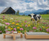 DUPIELU 78.7" 55.1" Dairy Cows Wallpaper, Western Farms Mural, Floral Animals Mural Wallpaper for Living Room Bedroom