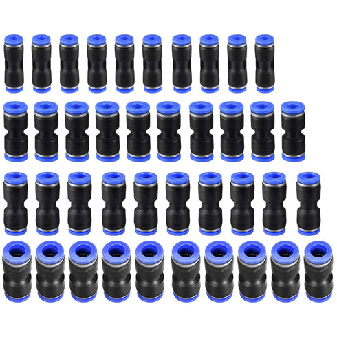 40Pcs Quick Fitting Set, 4mm/6mm/8mm/10mm Push to Connect Pipe Tube Fittings, Pneumatic Air Line Connector