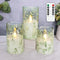 Green Flameless Candles with Remote Willow Leaf Design Battery Operated Candles -