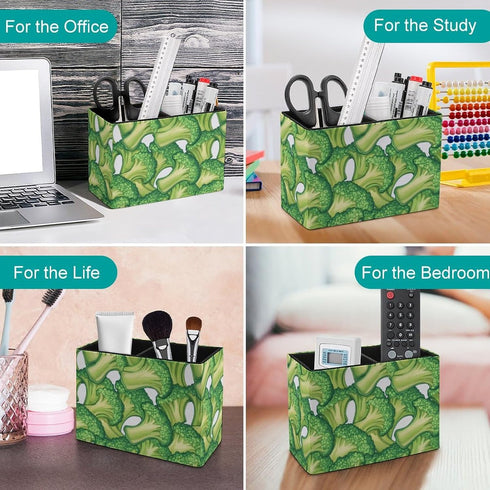 Generic Broccoli Stack Desk Organizer Leather Pen Holder Desktop Storage Makeup Drawer for Remote Control