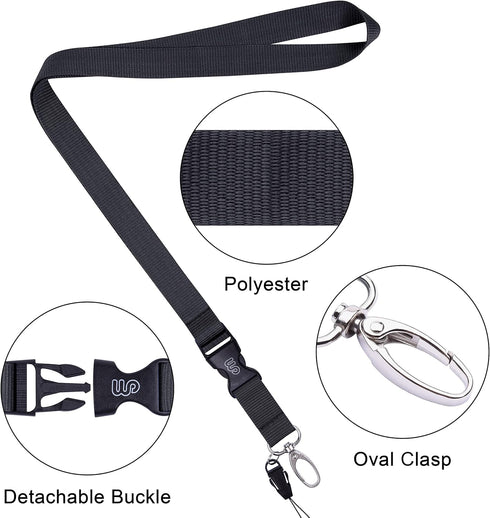 Wisdompro Office Lanyard, 5 Pack, 23 inch Quick Release Neck Strap with Detachable Buckle, Black