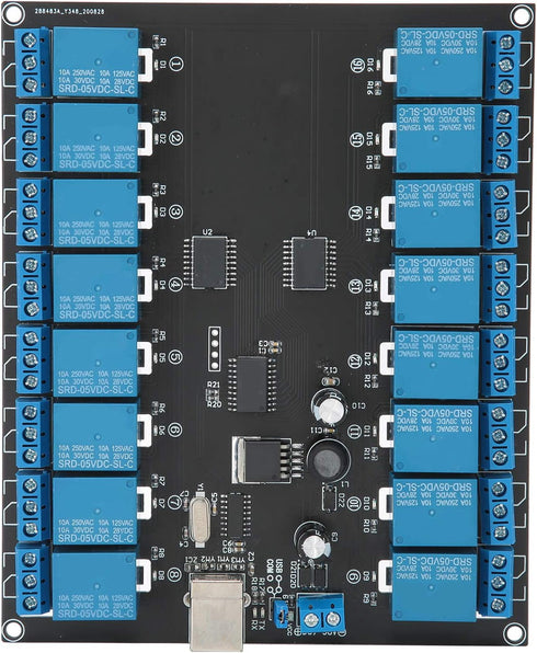 Yoidesu 9-36V 16 Channel Relay Module, USB Controlled Relay Board with 16 SPDT Relays for ON/Off Switching