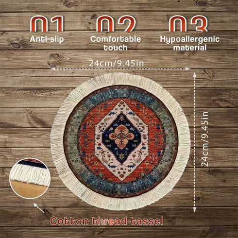 Antdean Round Persian Style Carpet Mouse Pad Vintage Miniature Bohemian Rug Desk Pad, Non-Slip Computer Mouse Mat