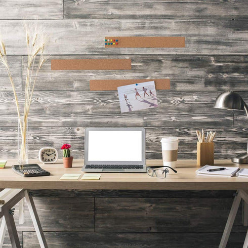 HBlife Cork Board Bulletin Bar Strip 8 Pack, 15x2 Inch, 100% Natural Frameless Cork Board Strips with Push Pins