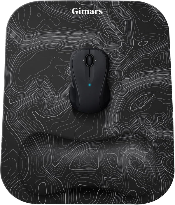 Gimars Large Smooth Superfine Fibre Memory Foam Ergonomic Mouse Pad with Nonslip Base, Free Coaster Included -