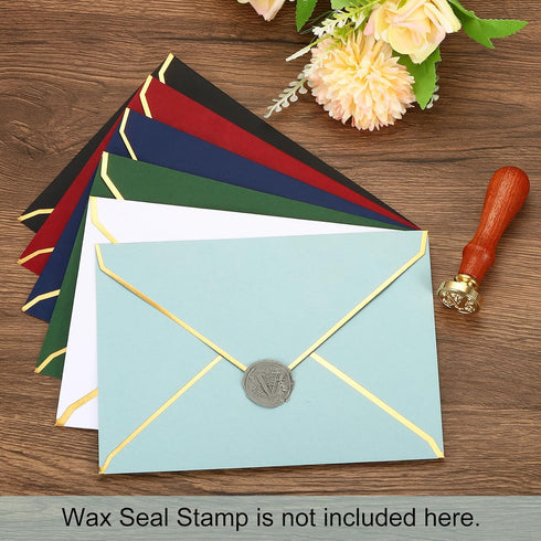PATIKIL 100 Pack 5 x 7 Envelopes A7 Card Christmas Envelopes V Flap with Gold Border