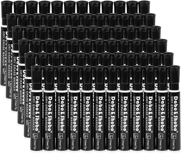 Dabo&Shobo Dry Erase Markers, Bulk Pack of 72 Count, Low Odor Ink, Chisel Tip, Black Whiteboard Markers for School