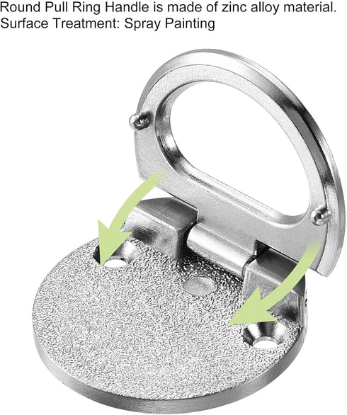 uxcell Flush Pull Ring Handle, 43.5x7mm, Plane Drawer Door Pull, Brushed Silver Tone
