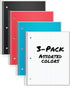 Dunwell Graph Ruled Notebooks 4x4 (3-Pack, Red, Blue, Black) Plastic Covers, 100 Sheets/Book, 1 Subject 1/4" Grid Spiral Graph Paper Notebook 8.5 x 11, Graphing Notebook, Poly Dividers with Pockets by Dunwell