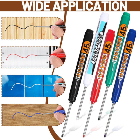 Hpmjz 5Pcs 45mm Deep Reach Markers Multi-Purpose Deep Hole Marker Pens Long Nib Nose Waterproof Marker Reach Permanent