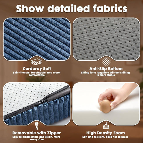 Yueyocici Corduroy Recliner Seat Cushion, Large High Density Foam Square Seat Cushion for Recliner Chair, Office Chair
