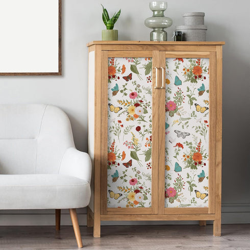 17.7''x354'' VEELIKE Herbs Floral Wallpaper Stick and Peel Vintage Butterflies Marigolds Contact Paper for Walls