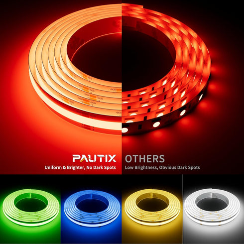 5V 4.92ft/1.5m PAUTIX USB COB RGB LED Strip Light Color Changing Light Strips,TV Backlight Multicolor Flexible Under