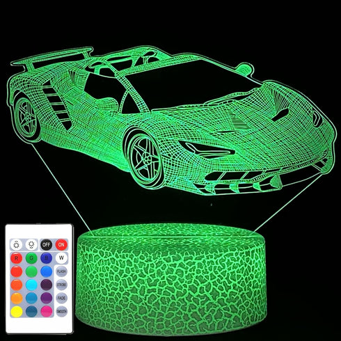 i-CHONY Sport Car Night Light,Race Car 3D Optical Illusion Lamp,with Remote &