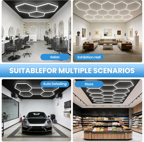 1-Pack 6500K, Hexagonal Garage Lights, Ultra-Bright Garage Ceiling LED Lights, Suitable for Gyms, Basements