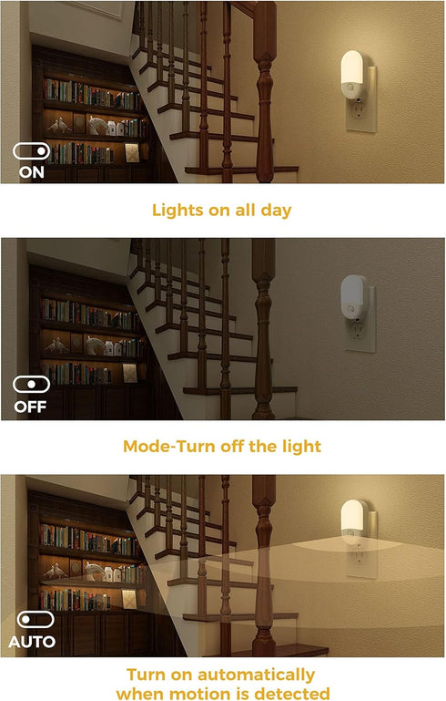 4Pack, 3000K 30/60LM L LOHAS LED Motion Sensor Night Light, Motion Activated Night Light, Warm White, Night Lights Plug