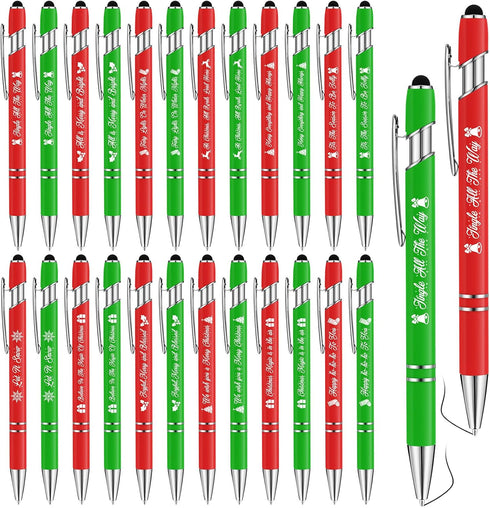 Yeaqee 24 Pcs Christmas Ballpoint Pens, Black Ink Stylus Tip, Novelty Funny Pens with Quotes for Coworkers