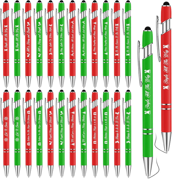 Yeaqee 24 Pcs Christmas Ballpoint Pens, Black Ink Stylus Tip, Novelty Funny Pens with Quotes for Coworkers