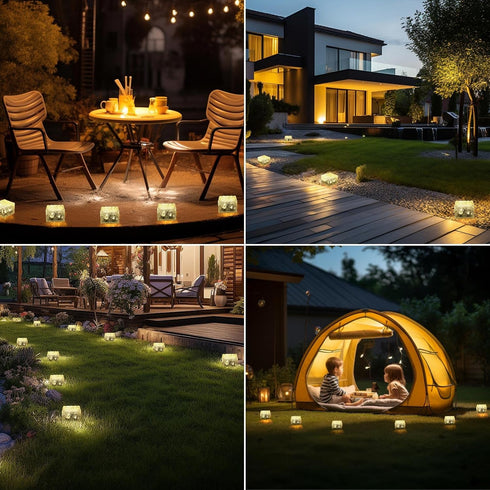 MLKNK 6 Pack Solar Brick Lights-Outdoor Solar Lights for Yard-Solar Brick Landscape Path Light LED Light Brick Garden