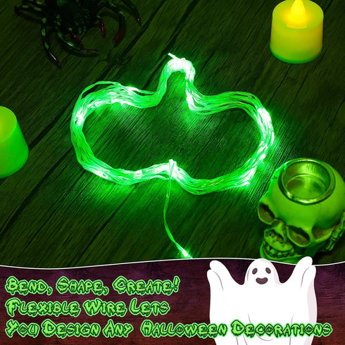 cshare 16.4ft 50LED Green Fairy Lights Battery Operated, Halloween String Lights with Timer for Indoor & Outdoor