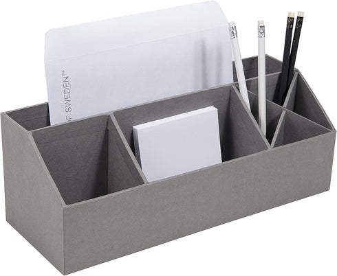 BIGSO BOX OF SWEDEN Elisa Desktop Organizer, Durable Office Supplies Organizer with 7 Compartments, Grey