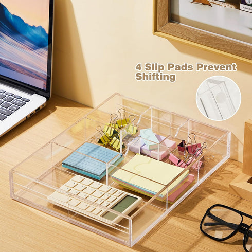 Briwooody 1 9'' 18'' 12'' 2.1'' 8 Pcs Acrylic Desk Drawer Organizer up to x x Expandable Drawer Organizer Trays