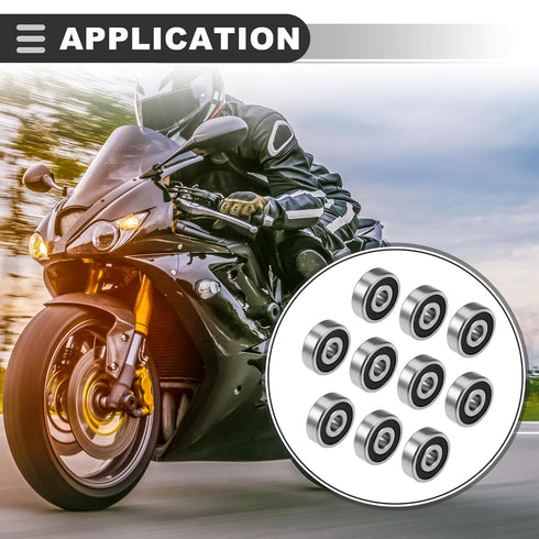 Motoforti Universal Motorcycle Ball Bearing, Carbon Steel, Silver Tone, 10 Pc