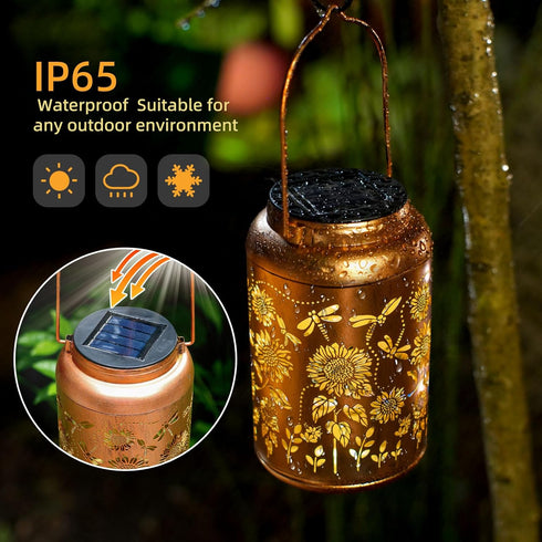 Summer Mothers Day Gifts for Mom Sunflower Solar Lanterns Outdoor Waterproof Hanging Solar Lights,Gifts for Women