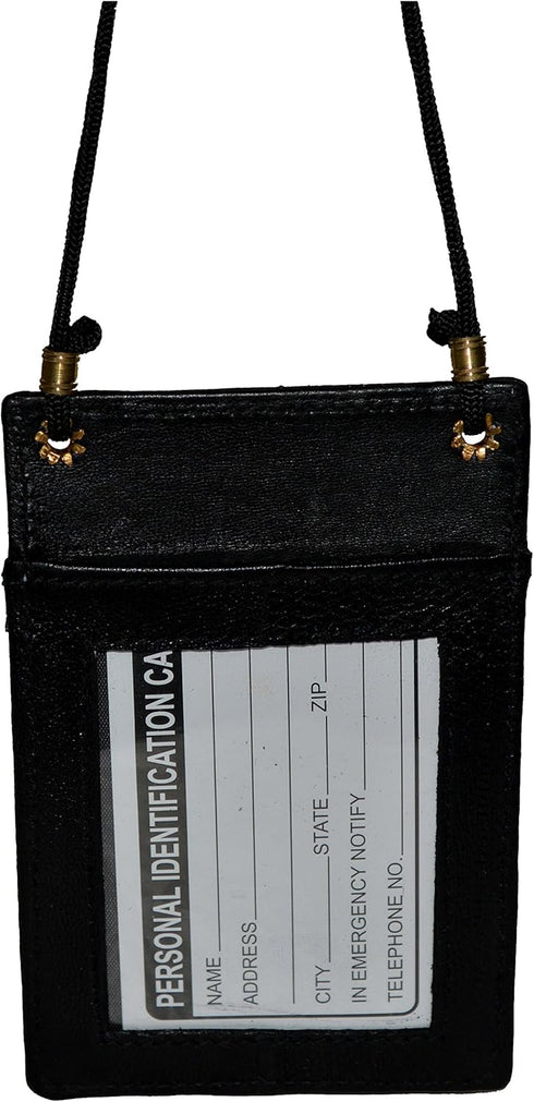 Mw561rbk Black Leather ID and Business Card Holder Neck Band