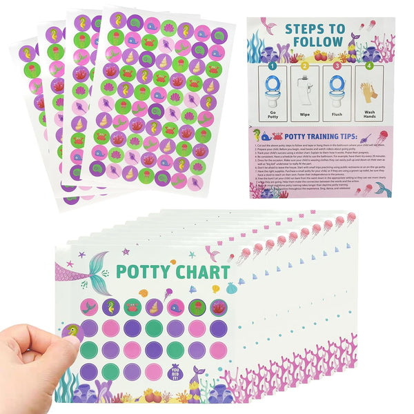 TSBSHum 18-Piece Potty Training Chart,Potty Training Sticker Chart for Girls,Made of Waterproof Paper,Helps