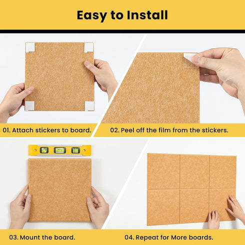 Snuvid 18''27'', 6 Pack Cork Board for Wall, Burlywood Bulletin Boards, Felt Board for Office Decor, Pin Board