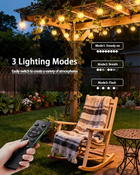 50FT 18+1 G40 Bulbs Outdoor Patio String Lights Waterproof with Remote, Edison LED Shatterproof Hanging Outside Light
