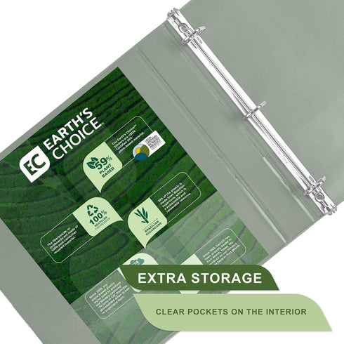 Samsill Plant-Based 1 Inch Durable D-Ring View Binder, Eco-Friendly, USDA Certified Biobased, 2 Pack, Sage Green