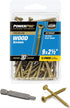 Power Pro 42481 Wood Screws - #9 x 2-1/2", Epoxy Coated, Coarse Thread, Outdoor Rust Resistant, 50pcs
