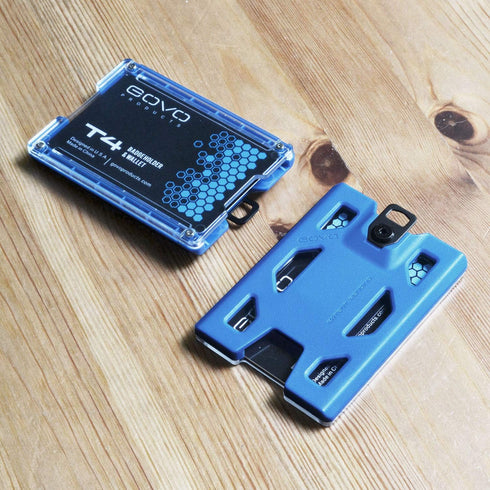 T4 Badge Holder No-Clip Version, Durable Polycarbonate ID Card Holder, Holds 1 to 4 Cards (Blue)