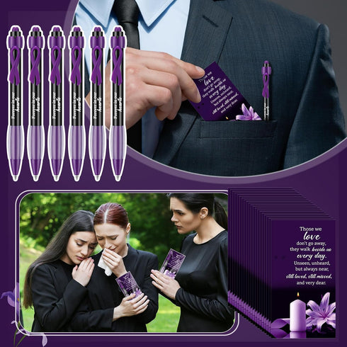 Sayglossy 120 Set Set-120 200 100 Memorial Funeral Favor for Guest Thank You Funeral Ballpoints and Prayer Cards, Opp