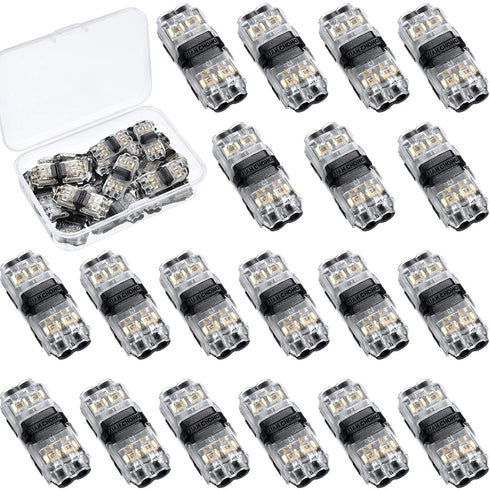 15 Pieces Low Voltage I Tap Wire Connectors - 2 Pin 2 Way Compact Terminals for 18-22 AWG