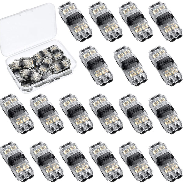 15 Pieces Low Voltage I Tap Wire Connectors - 2 Pin 2 Way Compact Terminals for 18-22 AWG