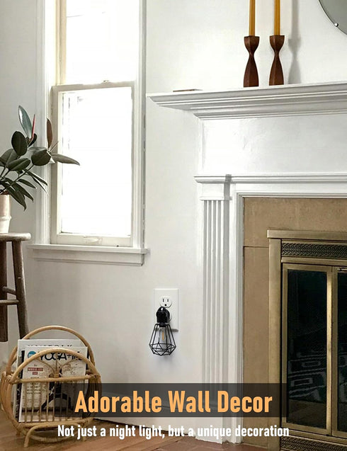 2-Pack Industrial Plug in Night Light with On Off Switch, Farmhouse LED Night Lights Plug into Wall Socket, Baby