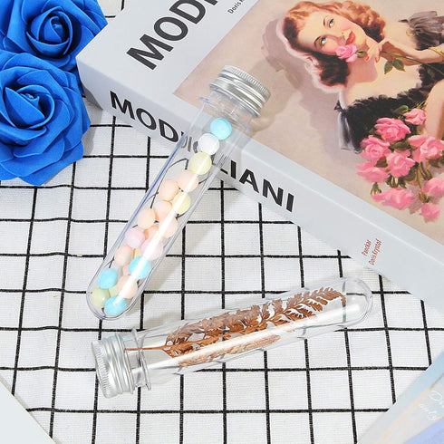 60Pack 45ML Plastic Test Tubes with Caps, Bottles Clear Bath Salt Tubes, Candy Storage Vials for Scientific