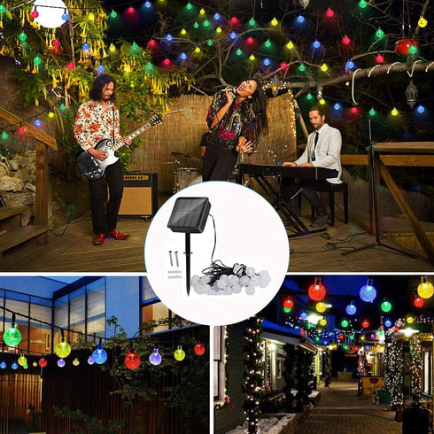 8 7M/24Ft, 50 Solar Powered Crystal Ball Lights - Modes, LED, Waterproof for Outdoor Patio, Garden, Yard & Wedding