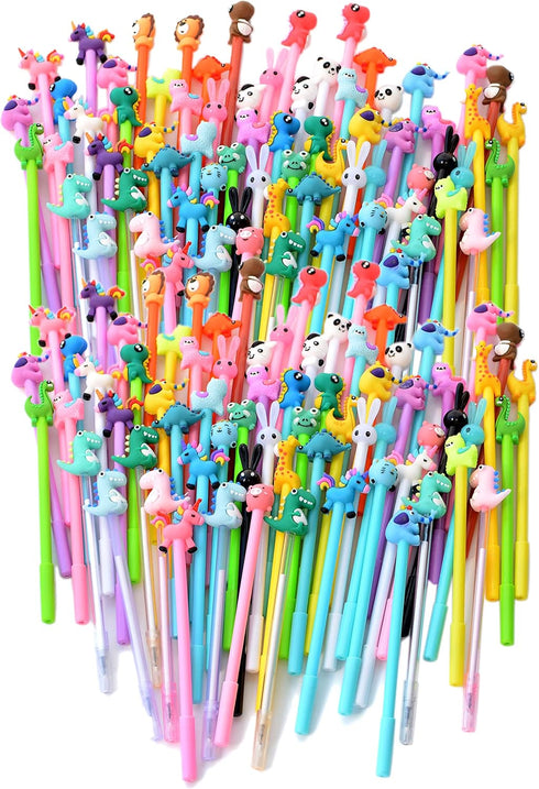 YYaaloa 140pcs Cute Cartoon Gel Ink Pens, 0.5 mm Black Ink Assorted Styles, Fun Kawaii Pens for Kids, Office