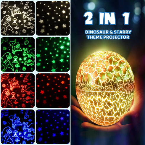 3-5 6 7 8 9 10, 3-12 2-in-1 Dinosaur Egg Night Light for Kids, Sensory Toys for Kids Ages Dinosaur Toys Night Light