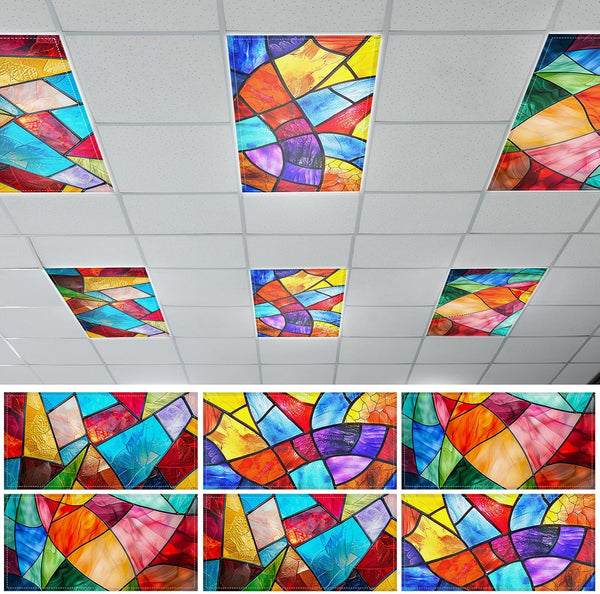 6 Pcs Fluorescent Light Covers with 60 Magnets Decorative for Classroom Ceiling